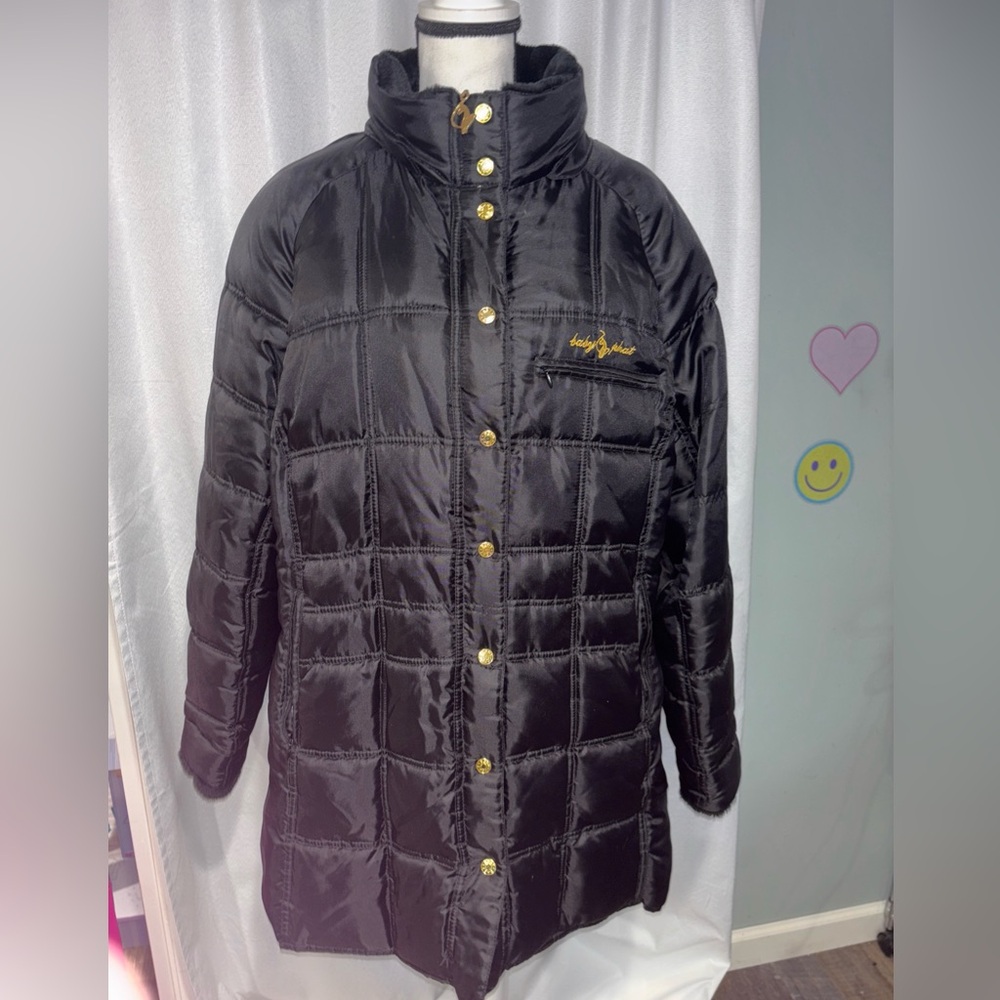 Vintage Baby Phat Puffer Coat Women’s 3X Black Gold Cat Y2K